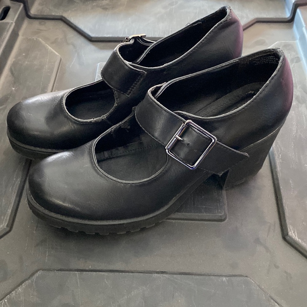 Mix No 6 Black Chunky Heels With Straps